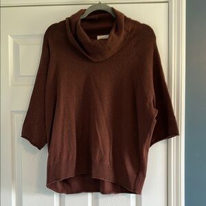 LOFT Brown Cowl Neck Sweater with 3/4 Sleeves